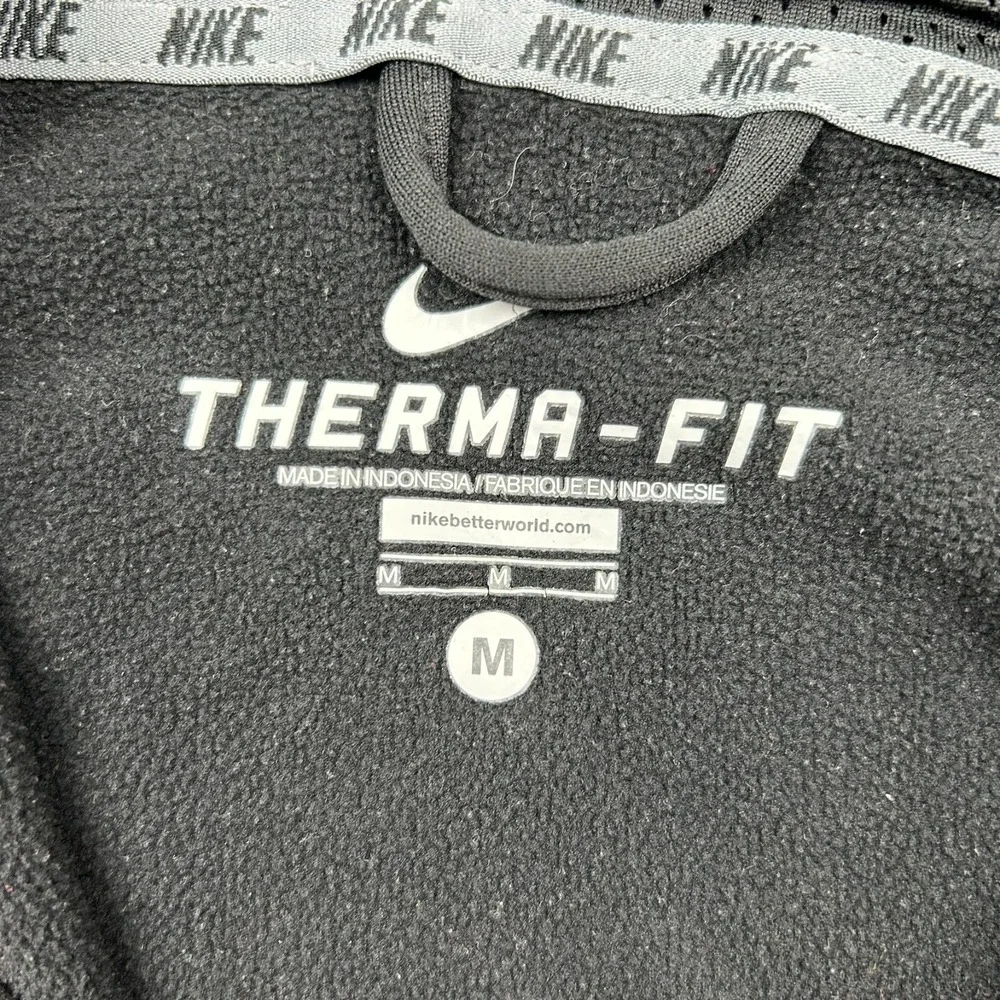 Nike Therma Fit Training Hoodie Mens Medium Full Zip Sweatshirt Black Gym